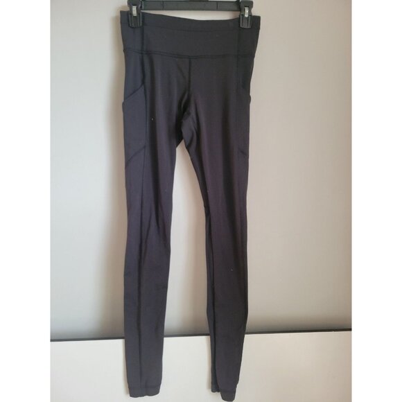 Lululemon Leggings Women 4 Black Full Length Zipper Running Gym Yoga Training - Picture 1 of 9